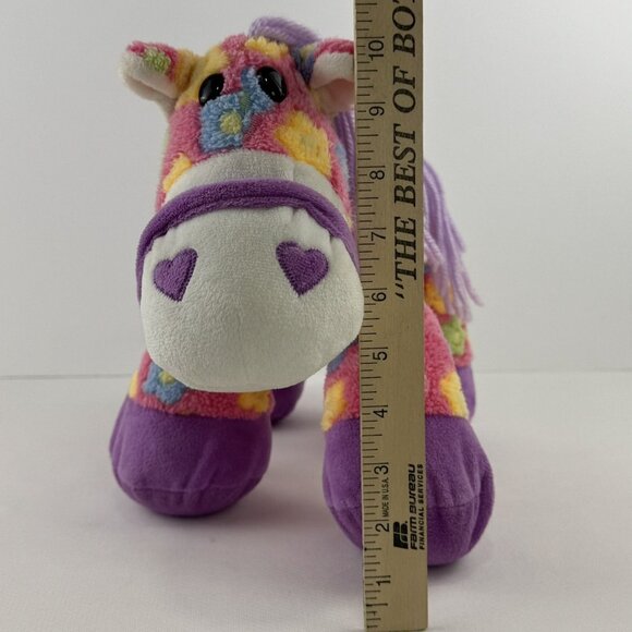 Dan Dee Collectors Choice Plush Horse 14" Pink Floral Pattern Purple Hooves Soft - Picture 9 of 11
